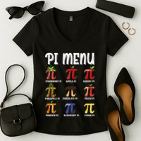 Pi Menu Funny Pi 3.14 Math Teacher Pie Menu Mathematics Women's V-Neck T-Shirt
