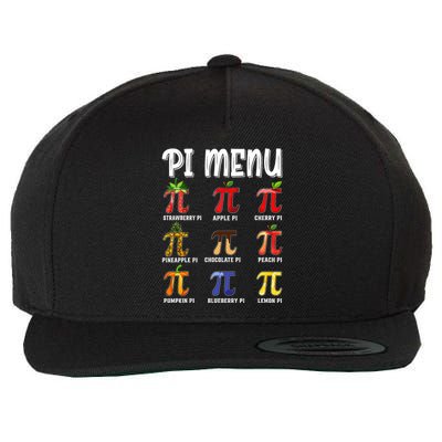 Pi Menu Funny Pi 3.14 Math Teacher Pie Menu Mathematics Wool Snapback Cap