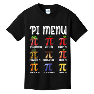 Pi Menu Funny Pi 3.14 Math Teacher Pie Menu Mathematics Kids T-Shirt