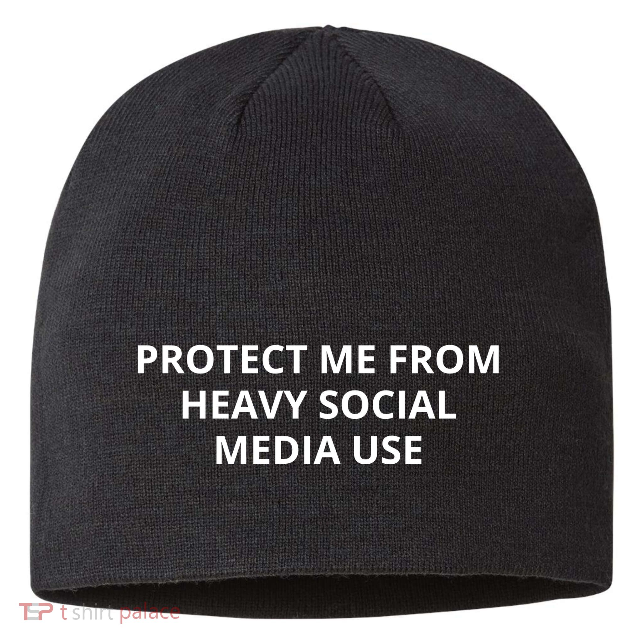 Protect Me From Heavy Social Media Use Sustainable Beanie