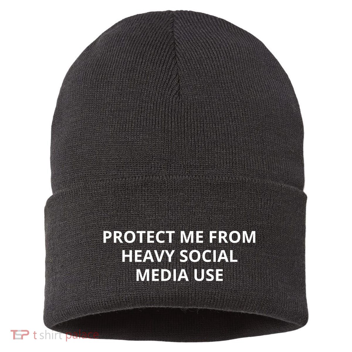 Protect Me From Heavy Social Media Use Sustainable Knit Beanie