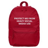 Protect Me From Heavy Social Media Use 16 in Basic Backpack