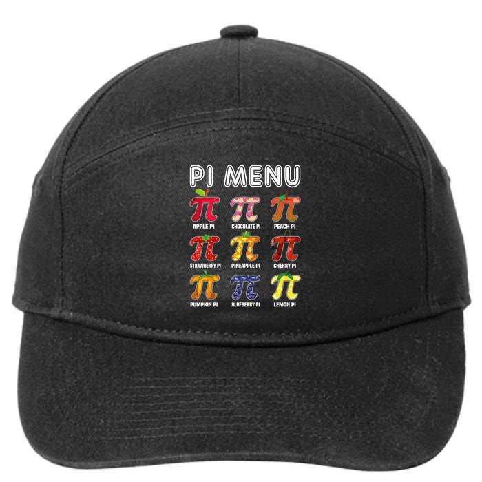 Pi Menu: Funny 3.14 Math Pies & Symbols for Students' Fun! 7-Panel Snapback Hat