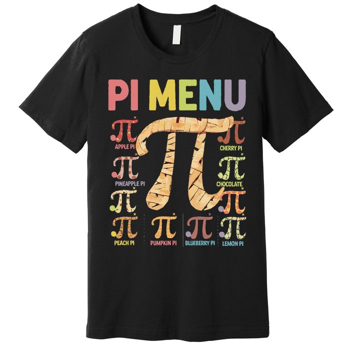 Pie Menu Funny Pi Day Pi 3 Premium T-Shirt