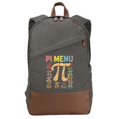 Pie Menu Funny Pi Day Pi 3 Cotton Canvas Backpack