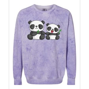 Panda Mother Father And Child Panda Bear Lovers Fathers Day Colorblast Crewneck Sweatshirt