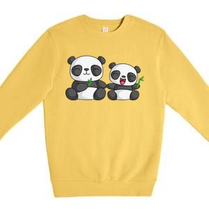 Panda Mother Father And Child Panda Bear Lovers Fathers Day Premium Crewneck Sweatshirt