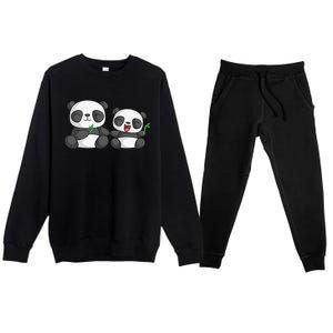 Panda Mother Father And Child Panda Bear Lovers Fathers Day Premium Crewneck Sweatsuit Set