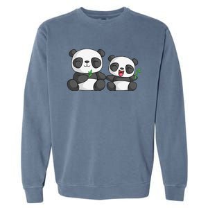 Panda Mother Father And Child Panda Bear Lovers Fathers Day Garment-Dyed Sweatshirt