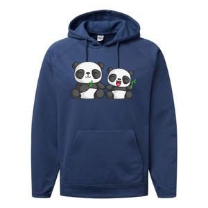 Panda Mother Father And Child Panda Bear Lovers Fathers Day Performance Fleece Hoodie