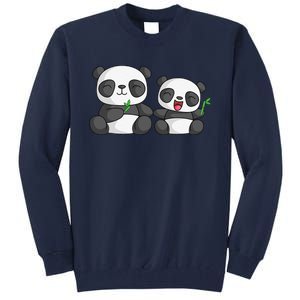 Panda Mother Father And Child Panda Bear Lovers Fathers Day Tall Sweatshirt