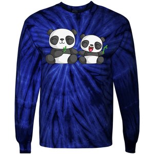 Panda Mother Father And Child Panda Bear Lovers Fathers Day Tie-Dye Long Sleeve Shirt