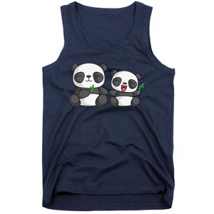 Panda Mother Father And Child Panda Bear Lovers Fathers Day Tank Top