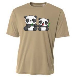 Panda Mother Father And Child Panda Bear Lovers Fathers Day Cooling Performance Crew T-Shirt