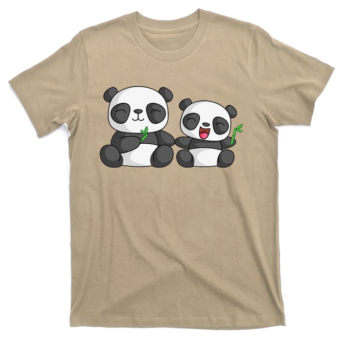 Panda Mother Father And Child Panda Bear Lovers Fathers Day T-Shirt