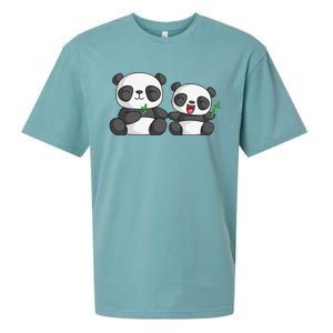 Panda Mother Father And Child Panda Bear Lovers Fathers Day Sueded Cloud Jersey T-Shirt