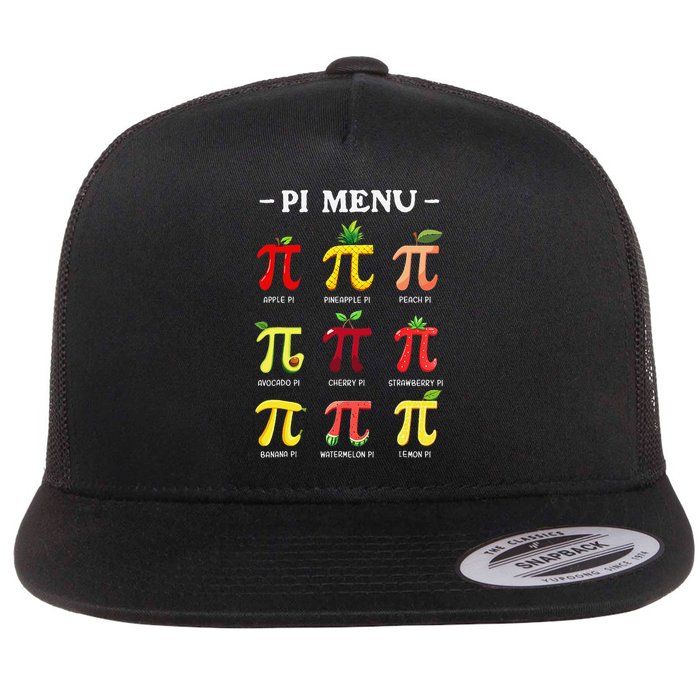 Pie Menu Funny Pi Day Pi 3 Flat Bill Trucker Hat