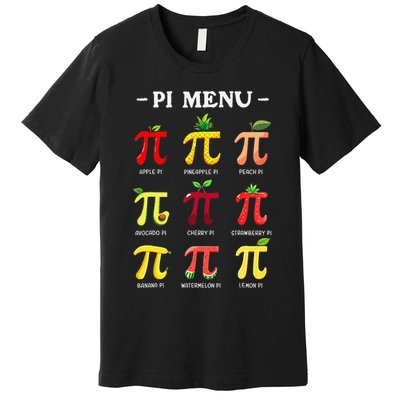 Pie Menu Funny Pi Day Pi 3 Premium T-Shirt