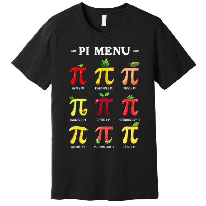 Pie Menu Funny Pi Day Pi 3 Premium T-Shirt