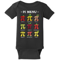 Pie Menu Funny Pi Day Pi 3 Baby Bodysuit