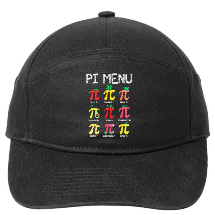 Pie Menu Funny Pi Day Pi 3 7-Panel Snapback Hat
