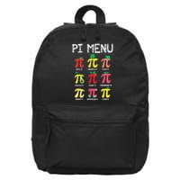 Pie Menu Funny Pi Day Pi 3 16 in Basic Backpack