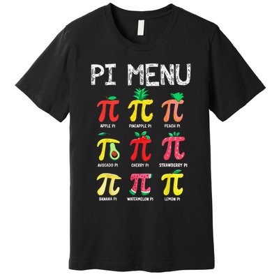 Pie Menu Funny Pi Day Pi 3 Premium T-Shirt