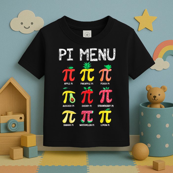 Pie Menu Funny Pi Day Pi 3 Toddler T-Shirt