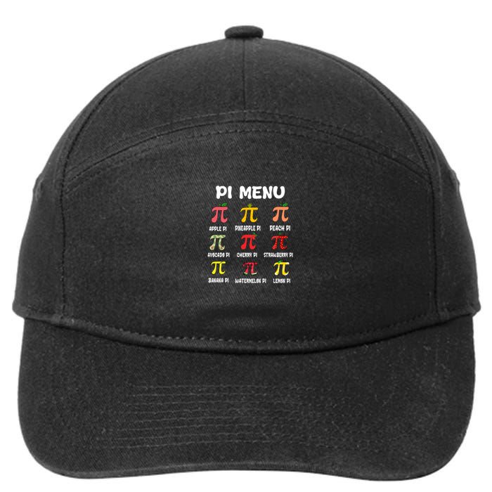 Pie Menu Funny Pi Day Pi 314 Math Teacher 7-Panel Snapback Hat