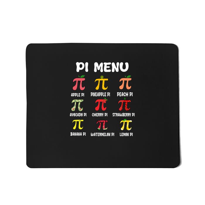 Pie Menu Funny Pi Day Pi 314 Math Teacher Mousepad
