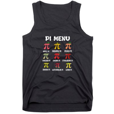 Pie Menu Funny Pi Day Pi 314 Math Teacher Tank Top