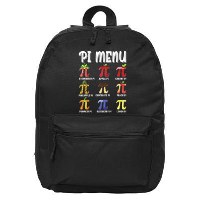 Pi Menu Funny Pi 3.14 Math Teacher Pie Menu Mathematics 16 in Basic Backpack