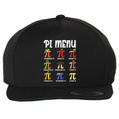 Pi Menu Funny Pi 3.14 Math Teacher Pie Menu Mathematics Wool Snapback Cap