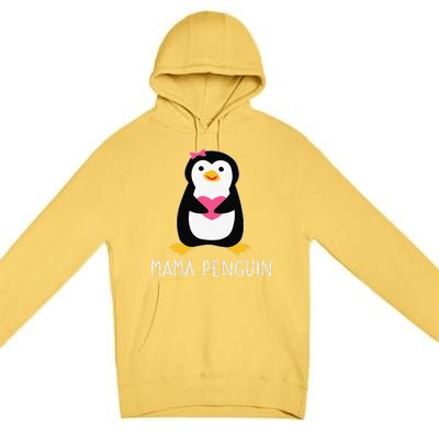 Penguin Mama Flightless Bird Lover Mother's Day Mommy Mom Premium Pullover Hoodie