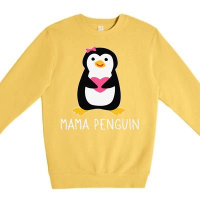 Penguin Mama Flightless Bird Lover Mother's Day Mommy Mom Premium Crewneck Sweatshirt