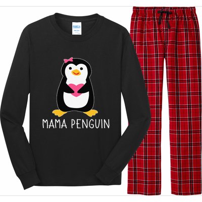 Penguin Mama Flightless Bird Lover Mother's Day Mommy Mom Long Sleeve Pajama Set