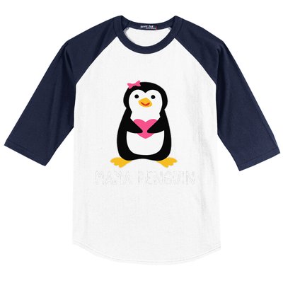 Penguin Mama Flightless Bird Lover Mother's Day Mommy Mom Baseball Sleeve Shirt