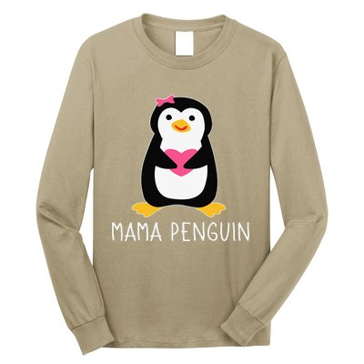 Penguin Mama Flightless Bird Lover Mother's Day Mommy Mom Long Sleeve Shirt