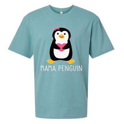 Penguin Mama Flightless Bird Lover Mother's Day Mommy Mom Sueded Cloud Jersey T-Shirt