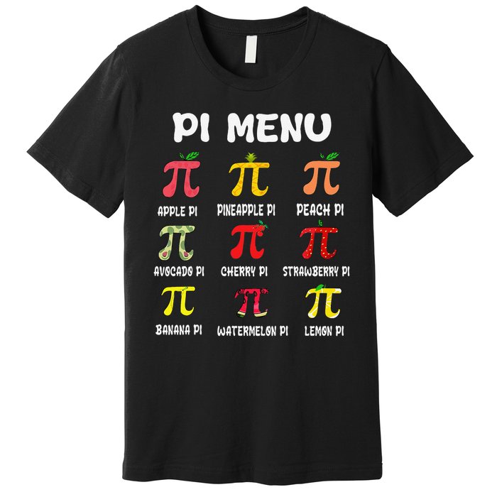 Pie Menu Funny Pi Day Pi 3 Premium T-Shirt