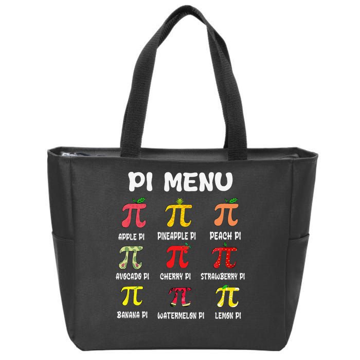 Pie Menu Funny Pi Day Pi 3 Zip Tote Bag
