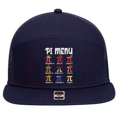 Pi Menu Funny Pi 3.14 Math Teacher Pie Menu Mathematics 7 Panel Mesh Trucker Snapback Hat