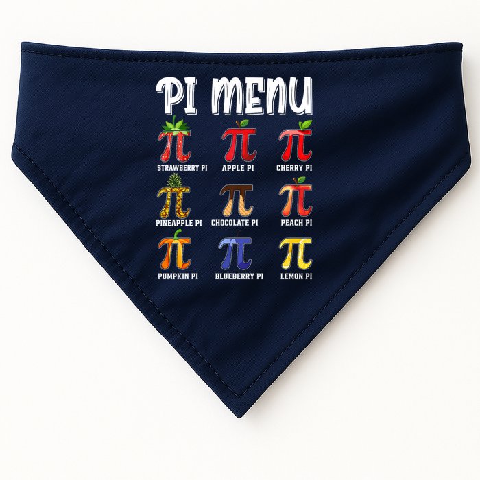 Pi Menu Funny Pi 3.14 Math Teacher Pie Menu Mathematics USA-Made Doggie Bandana