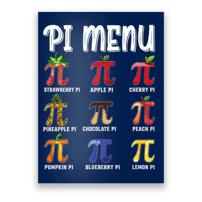 Pi Menu Funny Pi 3.14 Math Teacher Pie Menu Mathematics Poster