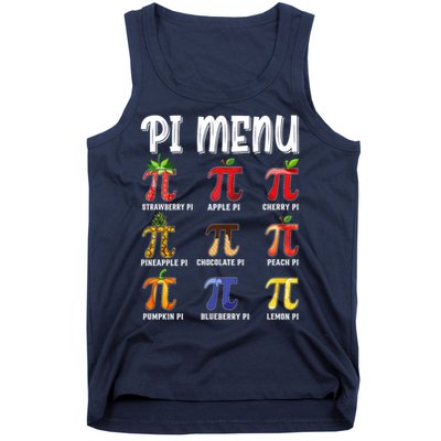 Pi Menu Funny Pi 3.14 Math Teacher Pie Menu Mathematics Tank Top