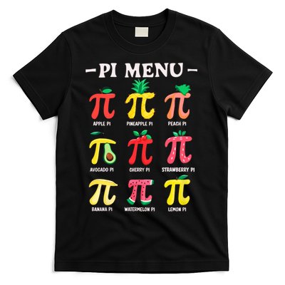 Pie Menu Funny Pi Day Pi 3.14 Math Teacher PI Symbol Pie Pun  T-Shirt