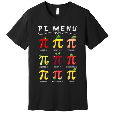 Pie Menu Funny Pi Day Pi 3 Premium T-Shirt