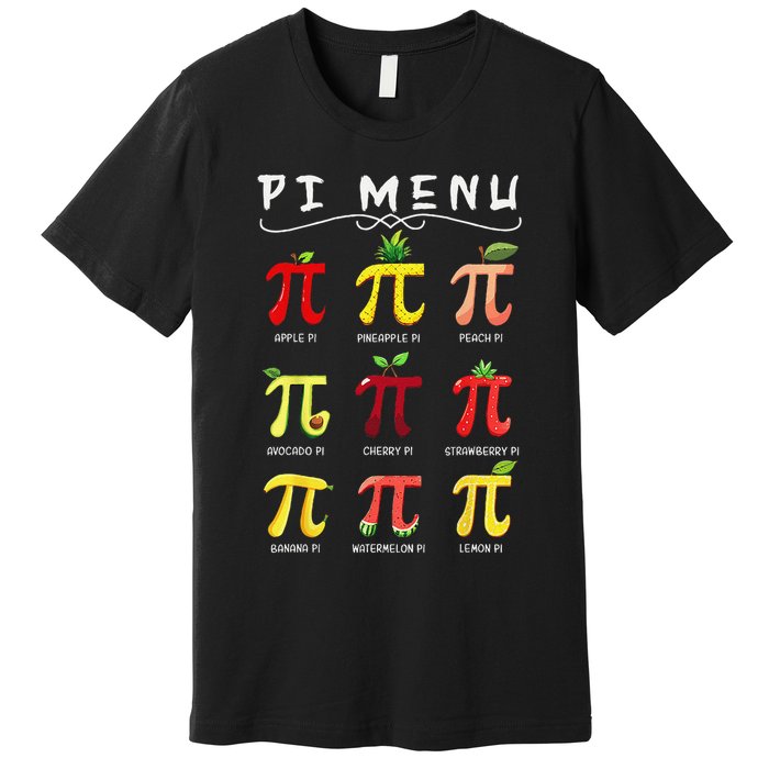 Pie Menu Funny Pi Day Pi 3 Premium T-Shirt