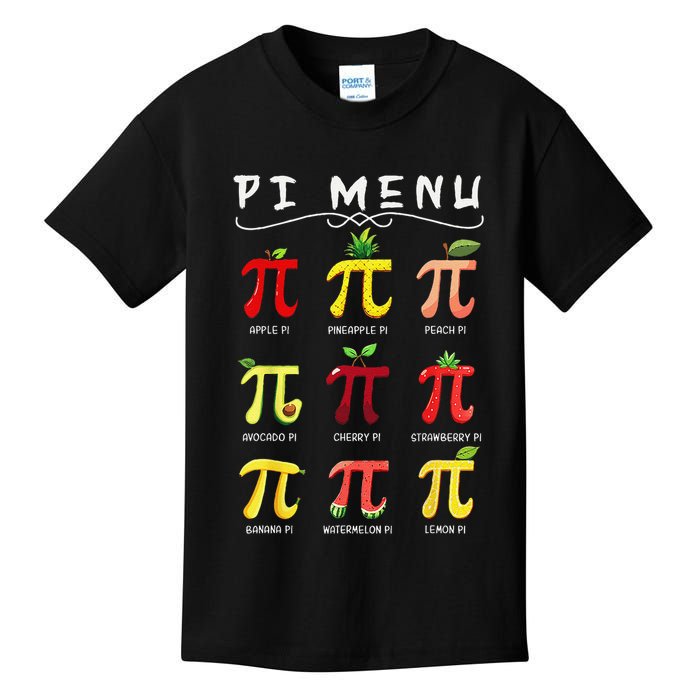 Pie Menu Funny Pi Day Pi 3 Kids T-Shirt