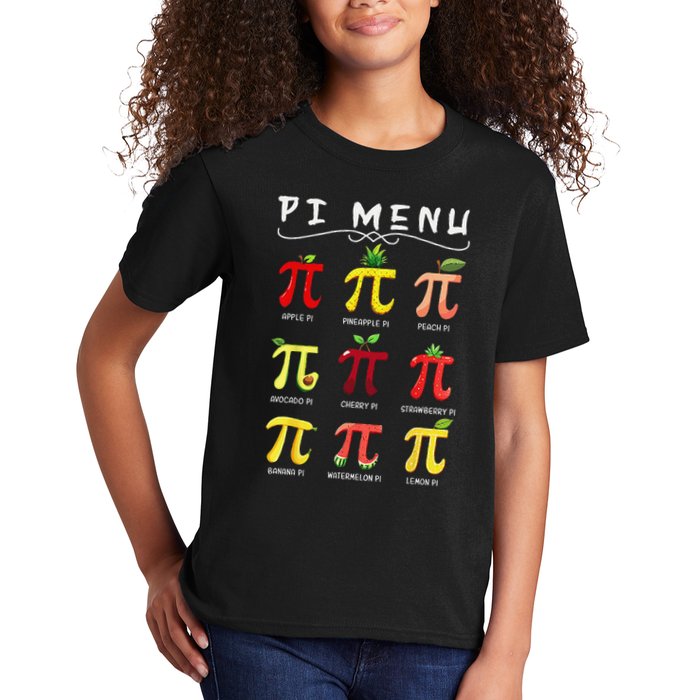Pie Menu Funny Pi Day Pi 3 Kids T-Shirt